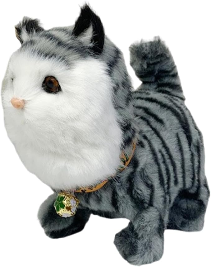 Interactive Walking Cat, Electronic Toy for Children (Girls and Boys), Gray