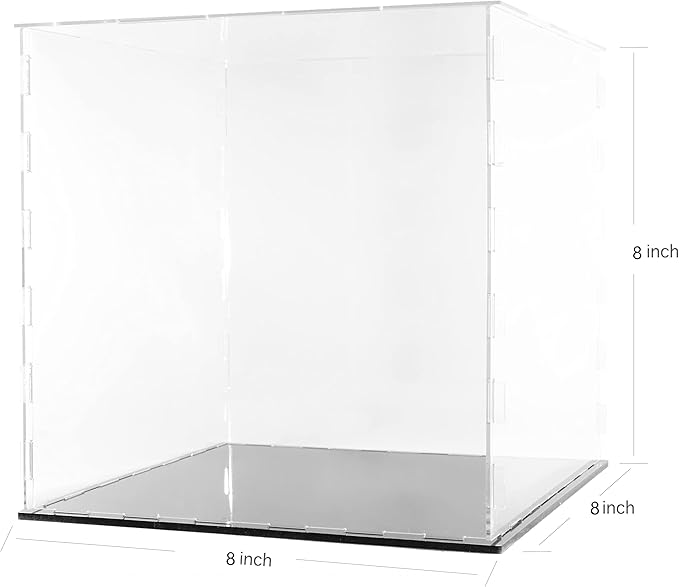 Clear Acrylic Display Case-Assemble Countertop Box for Display-Clear Display Box,Dustproof Protection Showcase for Toy Collectibles (8*8*8inch)