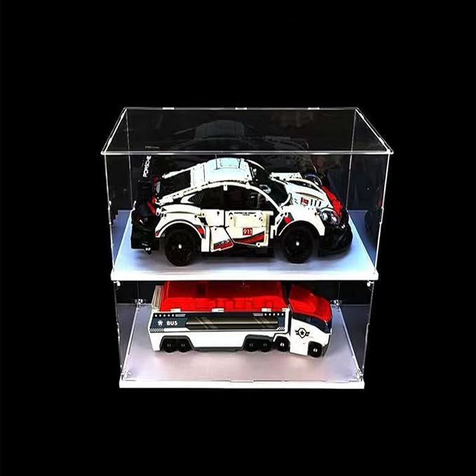 MECC Openable Clear Acrylic Display Case-Assemble Countertop Box with White Base for Display-Clear Display Box,Dustproof Protection Showcase for Figures Toys Collectibles (16x12x10inch/40x30x25cm#)