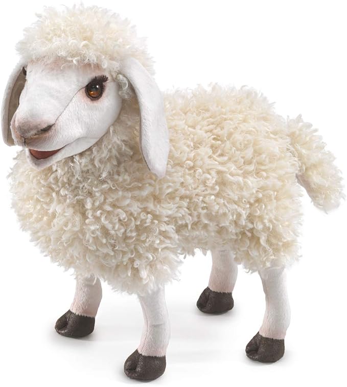 Folkmanis Woolly Sheep Hand Puppet, Cream; White, 1 ea