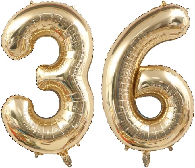 40 Inch Light Gold 36th Birthday Balloon,White Gold Giant 3 & 6 Foil Mylar Helium Large Number Balloon,Champagne Gold 63th Birthday Decorations for Women Men Anniversary Events Party Decor Supplies