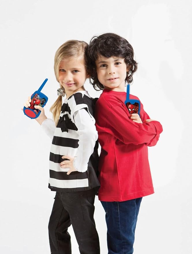 LEXiBOOK Spider-Man Walkie-talkies, Communication Game for Children, Belt Clip for Transport, Battery, Blue, TW12SP
