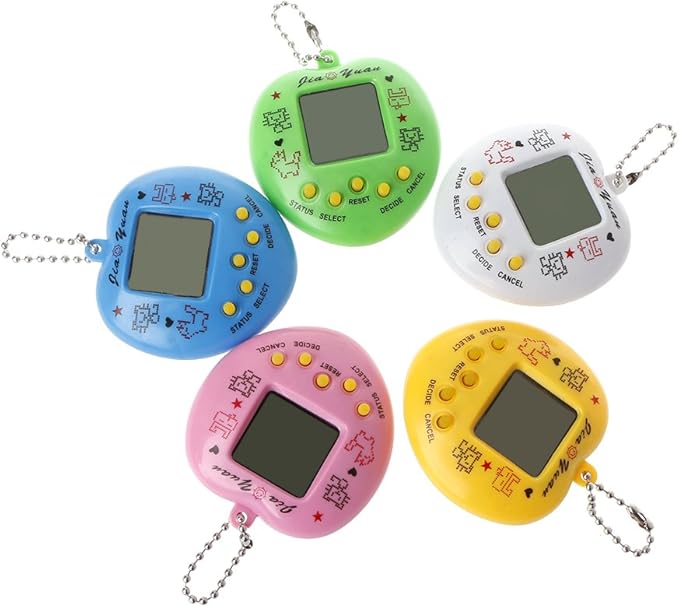 Retro Handheld Game Machine Electronic Nostalgic Virtual Digital Pet with Keychain Game Keyring for Kids