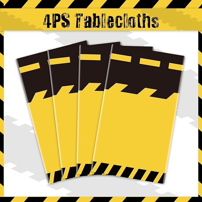 4 Pack Construction Tablecloths - Rectangle Construction Table Covers - Dump Truck Birthday Table Cloth for Kids Boys - 51 x 86 Inch