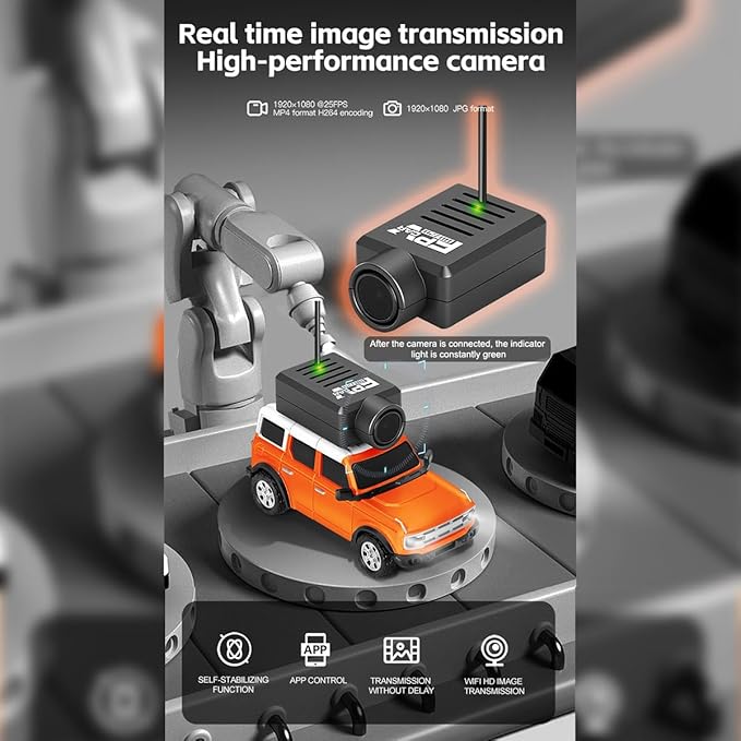 WL 6405-C 1/64 FPV RC Car, Full Proportional Mini Remote Control Car with APP Auto-Pairing, WiFi Module Control, Camera - Includes Storage Case ＆ Tow Trailers (RTR Version)