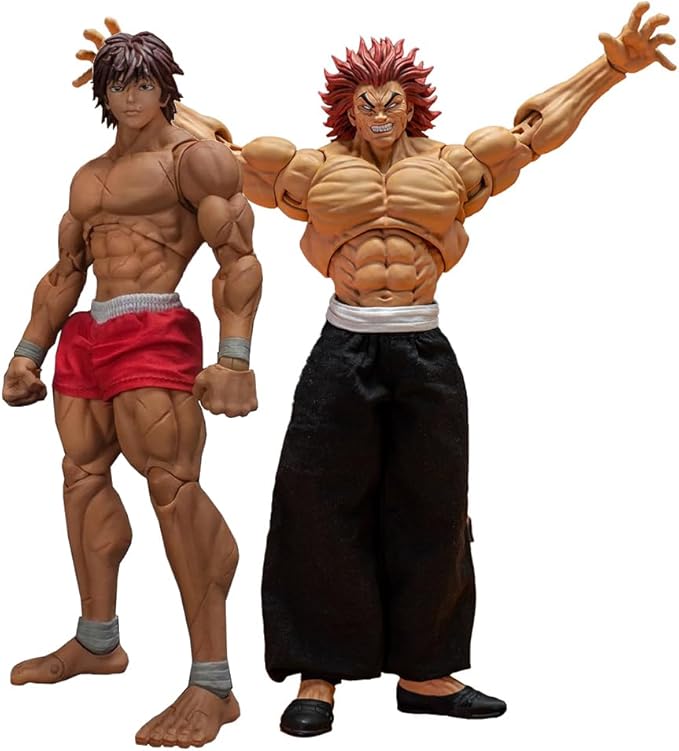 2pcs Hanma Figures Hanma Yujiro Action Figure Yujiro Hanma Fighting Model Statue Ultra-Movable with Changeable Parts Ornaments
