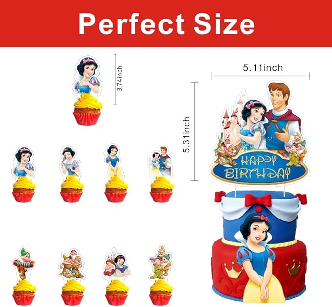 25Pcs White of Snow Cake Decorations with 24pcs Cupcake Toppers 1pcs Cake Topper for Girls Birthday Party Supplies