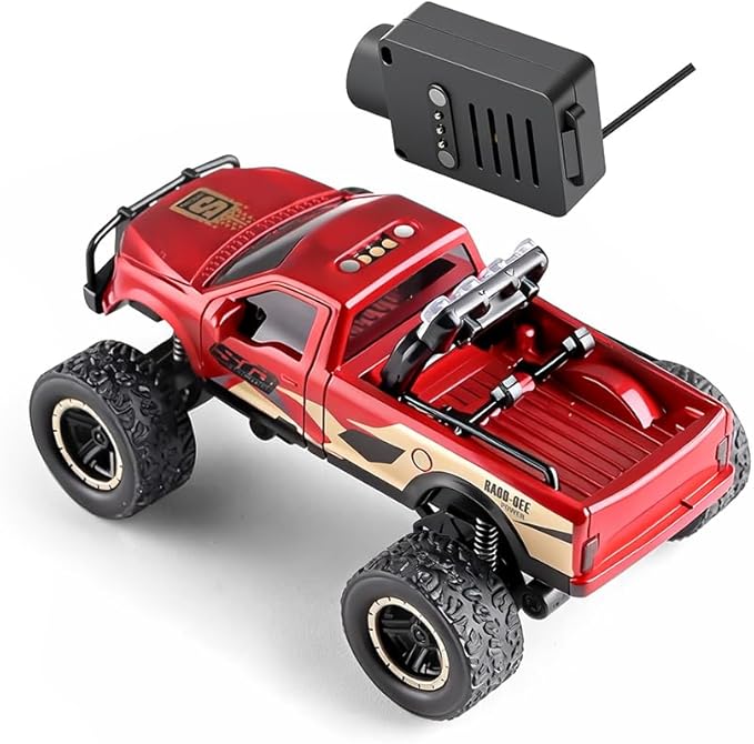 WL 1/64 FPV RC Car with Camera, APP Auto-Pairing Mini RC Truck with Remote Controller, 3-Speed Modes Gyroscope Remote Control Off-Road Truck for Adults