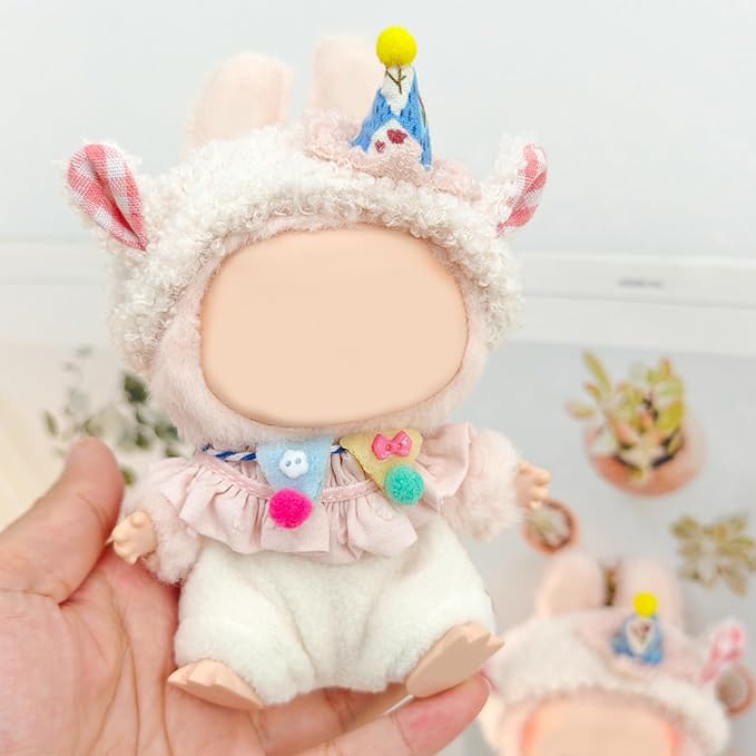 Clothes for Doll, 15/17cm Doll Clothes Set Suitable for Dolls Accessories - Lamb Hat + Bib + Halter + Pants (NO Doll),Lamb