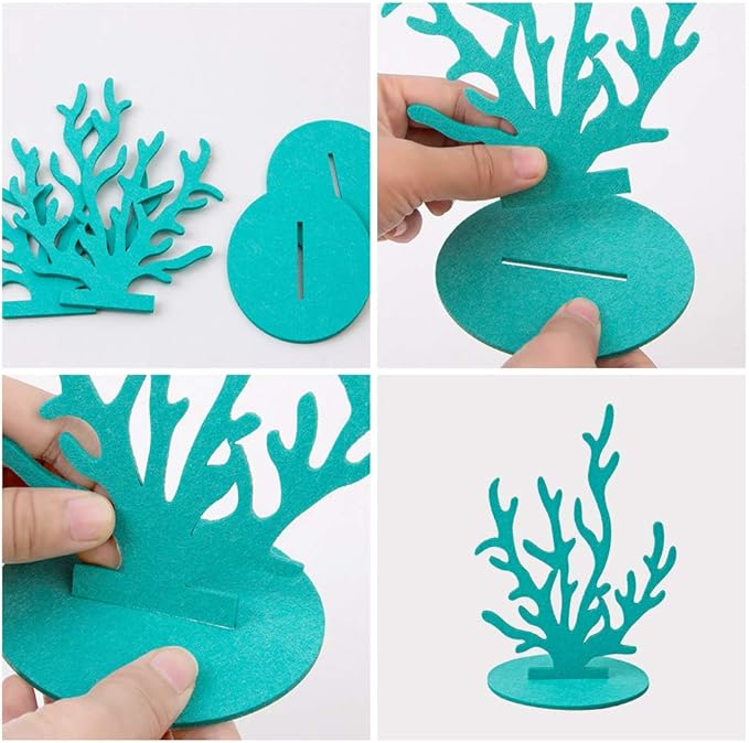 SUNBEAUTY 20Pcs Mermaid Party Decoration DIY Felt Under The Sea Table Centerpiece Ocean Theme Seahorse Starfish Seaweed Birthday Baby Shower Little Mermaid Girl Birthday Party Supplies