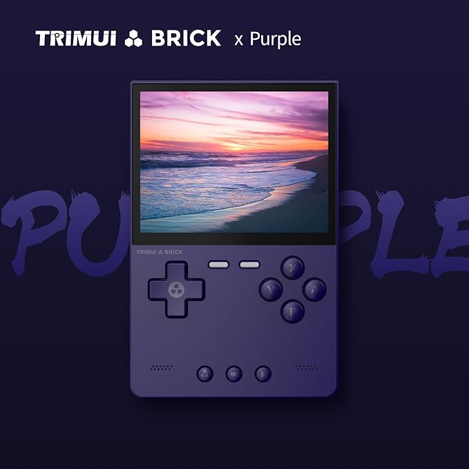 Trimui Brick Handheld Game Console 3.2-Inches Display Game Console,1024x768 IPS Screen Supports Multiple Simulators,Linux System Built-in 64G TF Card Purple