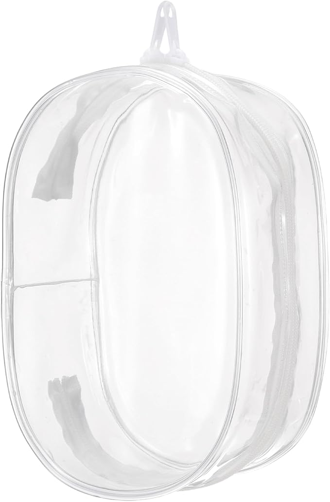 uxcell Figure Display Bag, 6 x 3.7 x 8.7 Inch PVC Oval Portable Dolls Pouch Carrying Case Storage Bag Keychain Charm for Showing Off Boxes Dolls, Clear