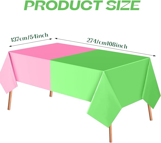 Peryiter 6 Pcs Plastic Pink and Green Tablecloths Witch Pink and Green Party Supplies Disposable Tablecloth Waterproof for Birthday Halloween Party Decorations, 54 x 108 Inches