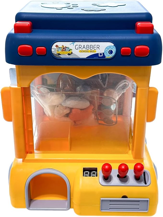School Bus Claw Machine for Kids Adults with prizes Vending Machine with Music Crane Game Toys 2 Power Supply Modes Arcade Unisex