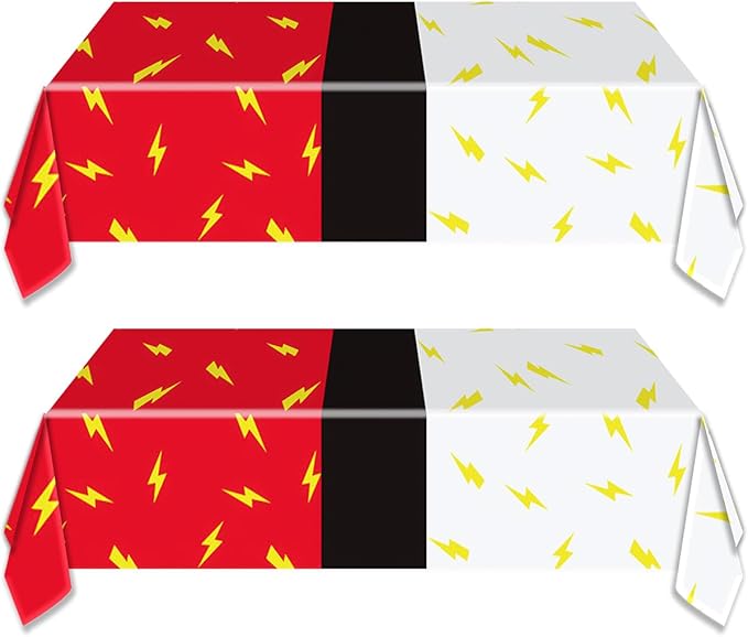 2Pcs Cartoon Animation Party Tablecloths 70.8×42.5 inch Red and White Tablecloths Table Decorations Party Supplies (White)