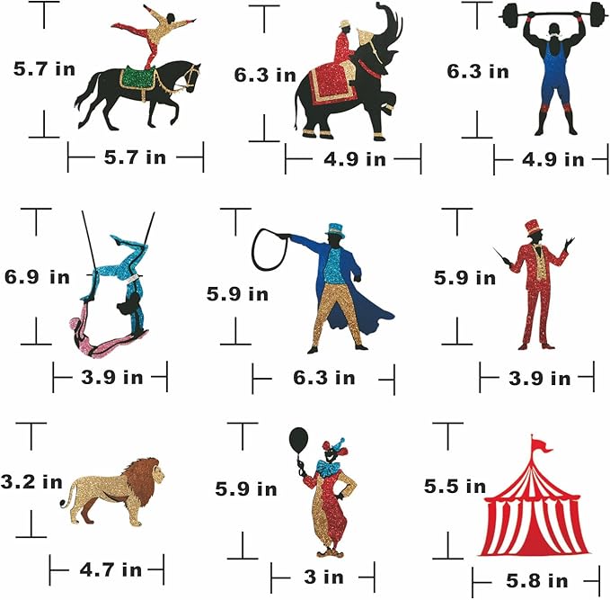 Circus Shadow Puppet Theater Set – 9-Piece Carnival Silhouette Kit with Felt Cutouts, Sticks & Dots – DIY Storytelling Shadow Play for Kids, Classroom & Family Craft Activities
