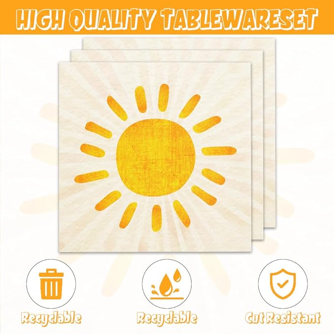 40Pcs Boho Sun Party Supplies First Trip Around The Sun Plates Napkin Bohemian Sunshine Baby Shower Decorations Boho Sun Birthday Party Decorations