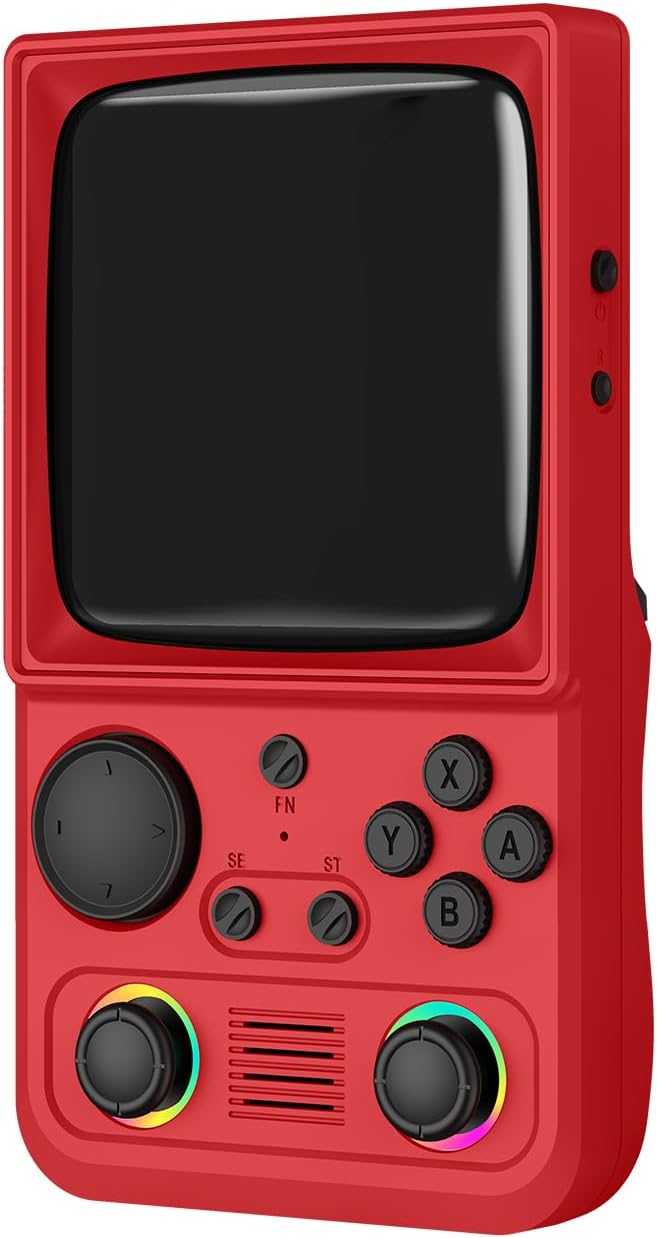 R36TMAX Retro Handheld Game Console, Retro Gaming Console with 4.0 Inch 720x720 IPS Screen, Portable Handheld Linux System, 4000mAh Battery (Classic Red-64GB)