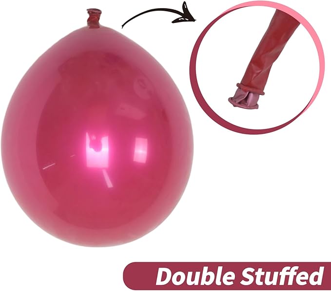 Chrome Hot Pink Balloons, 50 PCS 10 Inch Double Stuffed Metallic Hot Pink Balloons, Shiny Thick Chrome Metallic Fuchsia Balloon Latex Helium Balloon for Girls Women Birthday Wedding Party Decorations