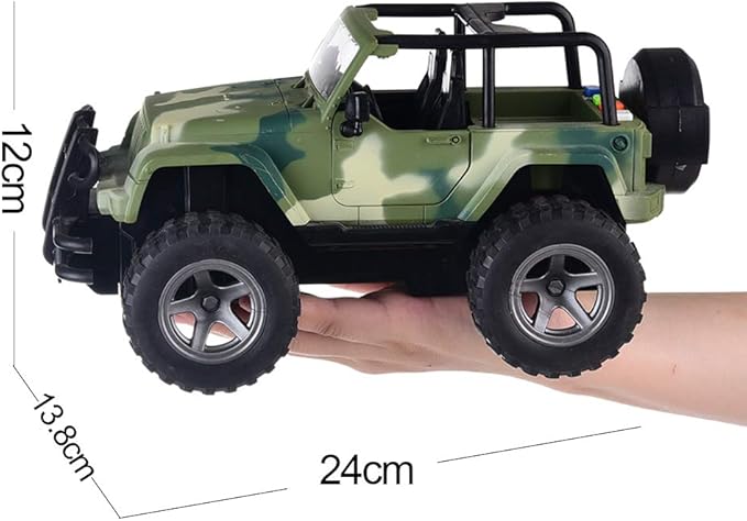 Car Toy 1:16 Off-Road Military Fighter Friction Powered Toy Vehicle with Fun Lights and Sounds