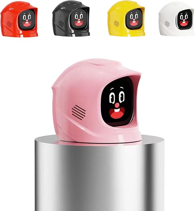 Smart Car Robot Dashboard AI Emotional Expression Dash Companion with 60 Cute Animated Expression Personalized Interior Style Center Console Decoration for All Cars, Interactive Driving Fun Gift(pink)