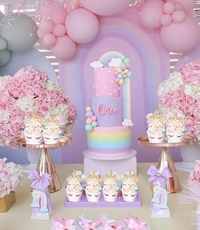 80 Pieces Unicorn Cupcake Toppers and Wrappers Decorations Unicorn Cup Cake Liners Rainbow Birthday Party Supplies Used for decorating desserts at birthday parties