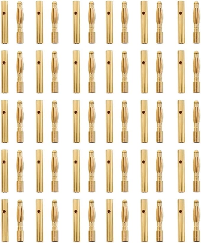 20Pairs 2.0mm Gold Plated Male and Female 2mm Bullet Banana Connectors Plugs for DIY RC Battery ESC Motor