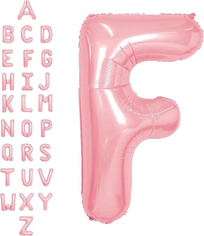 SUWEN 40 Inch Pink Large F Letter Balloons Big Foil Helium Letter Balloons A-Z Jumbo Mylar Happy Birthday Party Decorations for Girl Anniversary Party Supplies