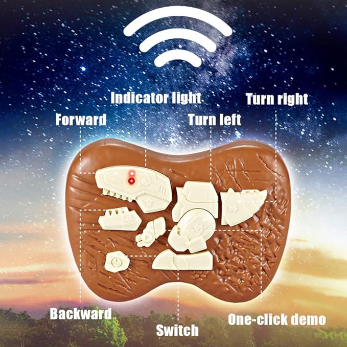 Remote Control Dinosaur for Kids, LED Walking Electric RC Toy, 2.4GHz, Multi-Color, ABS Plastic, Rechargeable (Blue)