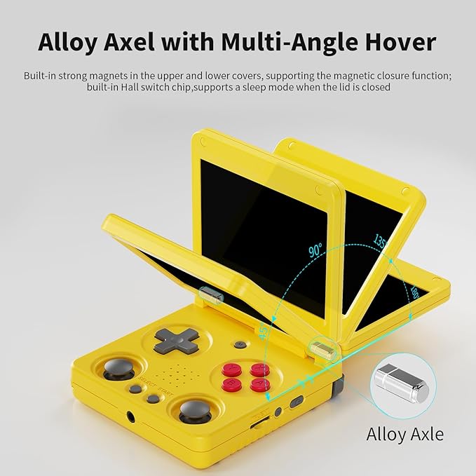 RG34XXSP Retro Handheld Game Console RG34XX SP Retro Gaming Console with 64G Preloaded 5000+ Games,3300 mAh Battey, Portable Pocket Arcade Support 30+ Simulators 5G WiFi Bluetooth HD Yellow