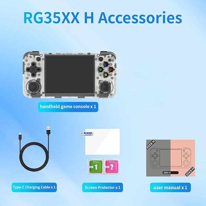 RG35XX H Retro Game Console,3.5 Inch IPS Screen Built-in 64GB+128GB TF Card,with 3300mAh Battery Linux System Games Consoles,Support HD and TV Output Casual Game Console(White)