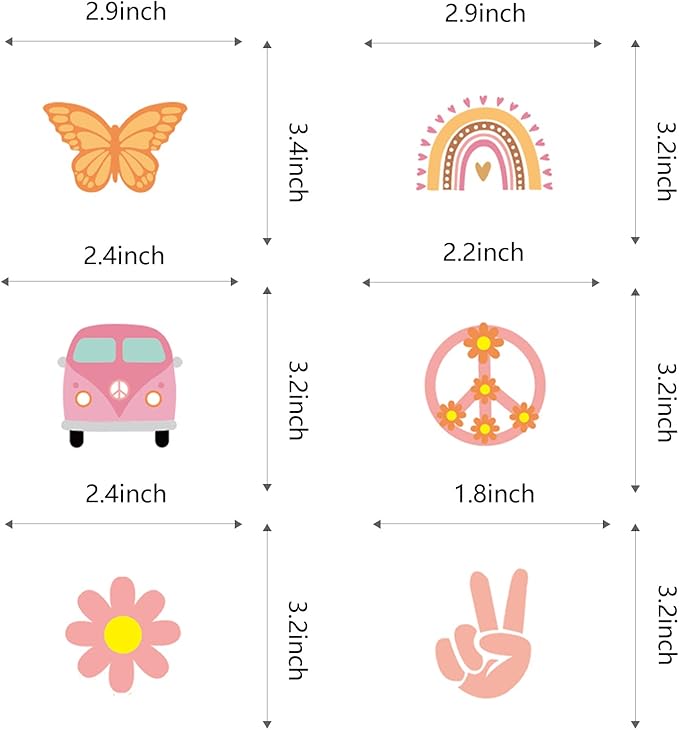 48Pcs Hippie Party Cupcake Toppers for Two Groovy Birthday Party Decorations Boho Rainbow Party Supplies