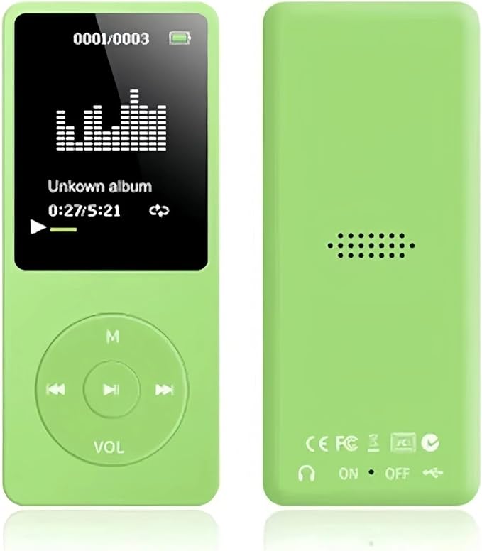 Mp3 Mp4 Player for Kids, MP3 Player with 1.8in HD Screen, FM Radio, Earphone, Portable HiFi Audio Player with Voice Recorder Video Photo Viewer E Book Games (Green)