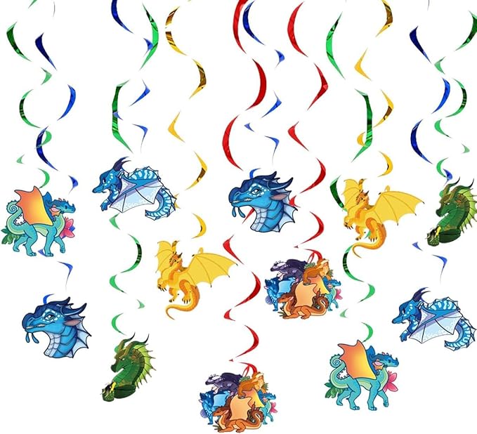 Jlemon Wings of fire Party Supplies 12*Hanging Swirls for wings of fire Birthday Decorations, Kids Boys and Girls for Birthday Party Decorations Happy Theme.