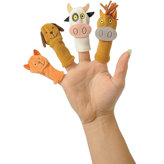 Constructive Playthings There was an Old Lady Who Swallowed a Fly Finger Puppet and Props with Book, Visual Learning Toy, Sensory Play, Interactive Storytelling,Use with Puppet Theater, 3 Years Plus