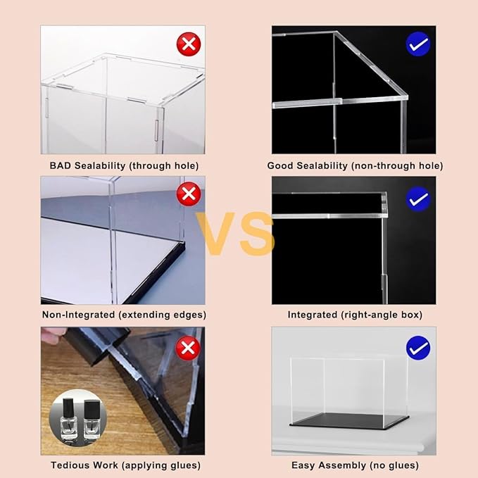 Acrylic Display Case for Large Books, Clear Flat Acrylic Box for Displaying Books, Medals, Stamps, Collectibles and Cards, 13" L x 3" W x 10" H