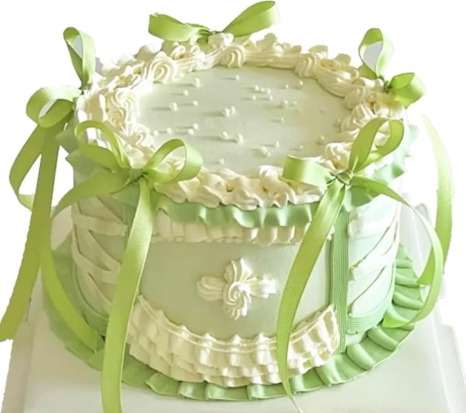 12 PCS Green Bow Cake Topper Coquette Ribbons Bows Cake for Decorating Dessert Green Bowknot Birthday Cake Toppers Baby Bridal Shower Party Favors