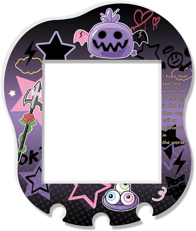 Holographic Laser Faceplate Sticker for Tamagotchi Uni, Self-Adhesive DIY Face Plate Decal, Shimmering Protective Skin for Virtual Pet - (for uni-Devil Black)