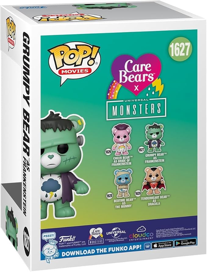 Funko Pop Movies: Universal Monsters X Care Bears - Grumpy Bear As Frankenstein - Collectable Vinyl Figure - Gift Idea - Official Merchandise - Toys for Kids & Adults - Horror Fans