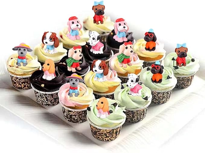 Morofme 8pcs Dog Cake Topper Puppy Cake Decorations Puppy Cupcake Topper Mini Doggie Figurines Toy Doggie Decor Pet Theme Cupcake for Kids Birthday Baby Shower Animal Theme Party Supplies