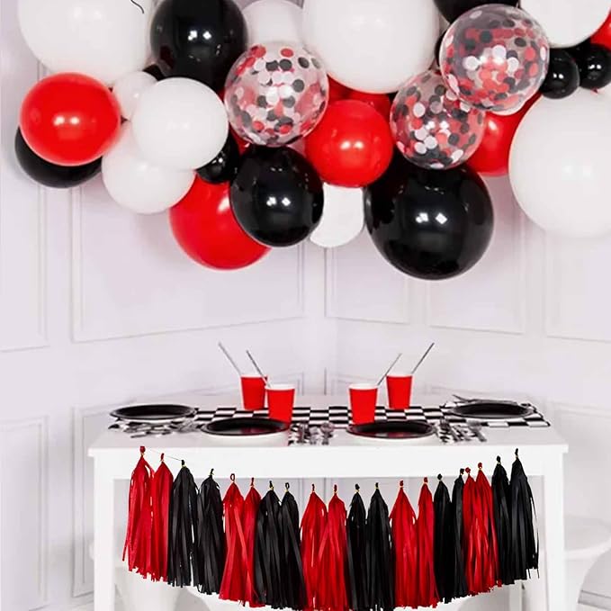 GAKA Black, Confetti and Red Balloons 3 Style 12 Inch Pack of 50, Great for Weddings Birthdays Bridal Shower Graduation Party Decorations Supplies