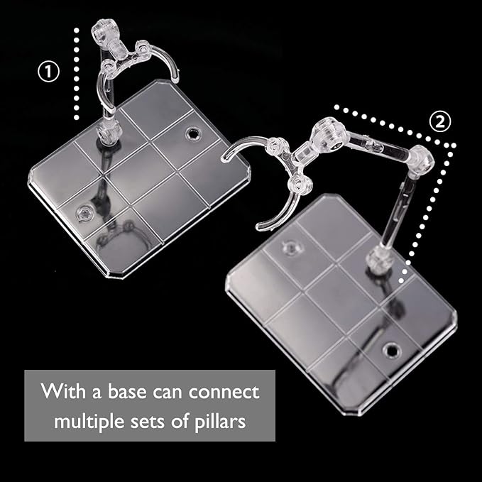 Migaven Action Figure Stand, 10pcs Assembly Action Figure Display Holder Base Doll Model Support Display Stand Compatible with HG RG SD SHF Gundam 1/144 Toy Clear