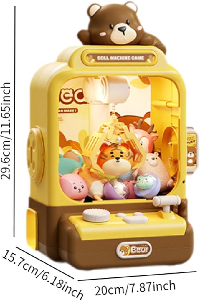 Yiju Electronic Claw Machine Prize Dispenser Toy and Sounds Grabber Plush Kids Vending Toy for Kids Children Boys Girls, Brown