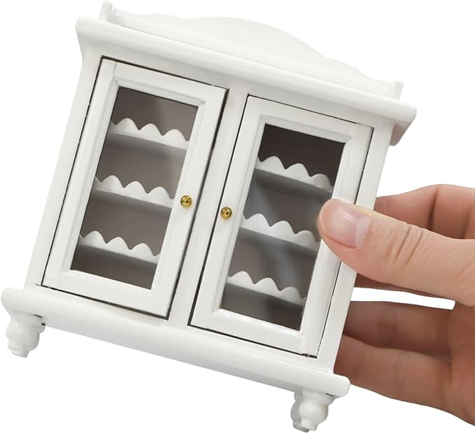 iLAND Dollhouse Furniture Mini Wine Cabinet Dollhouse Kitchen 1 12 Scale Furniture for Miniature Wine Bottles Wooden Doll House Shelf Mini House Décor Realistic Classic