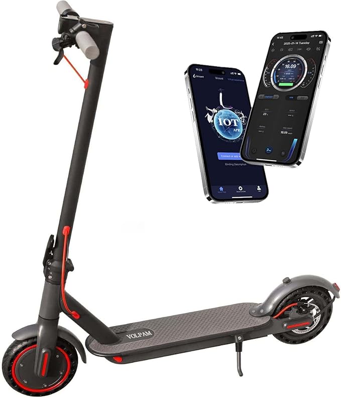 VOLPAM Electric Scooter, 350W/500W Powerful Motor, 8.5"/10" Solid Tires, 19/21Mph, 28/23/21/16 Miles Max Range, Dual Braking