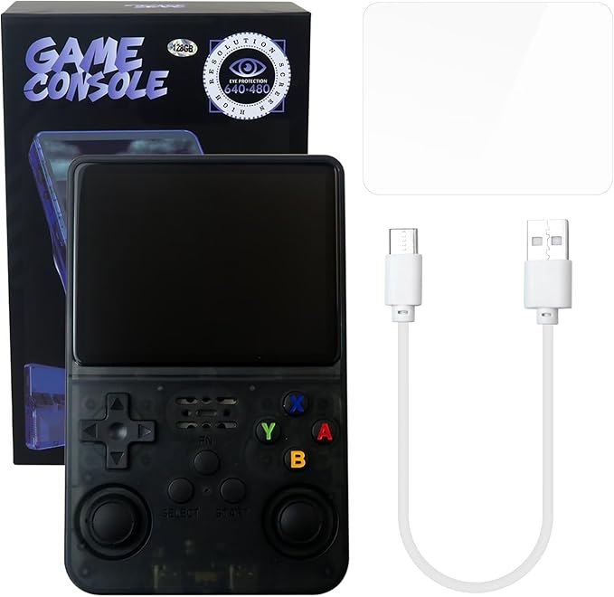 New Upgraded R36S Retro Handheld Game Console with 128G 3.5 Inch IPS Screen Built-in 15000+ Classic Games Open Source Linux System Portable Pocket Video Player (Black )