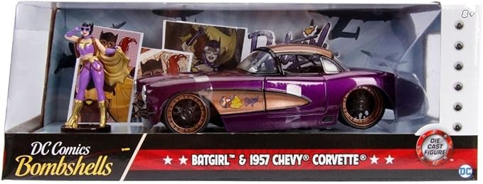 Jada DC Comics Bombshells Batgirl & 1957 Chevy Corvette Die-cast Car, 1:24 Scale Vehicle & 2.75-Inch Collectible Figurine 100% Metal