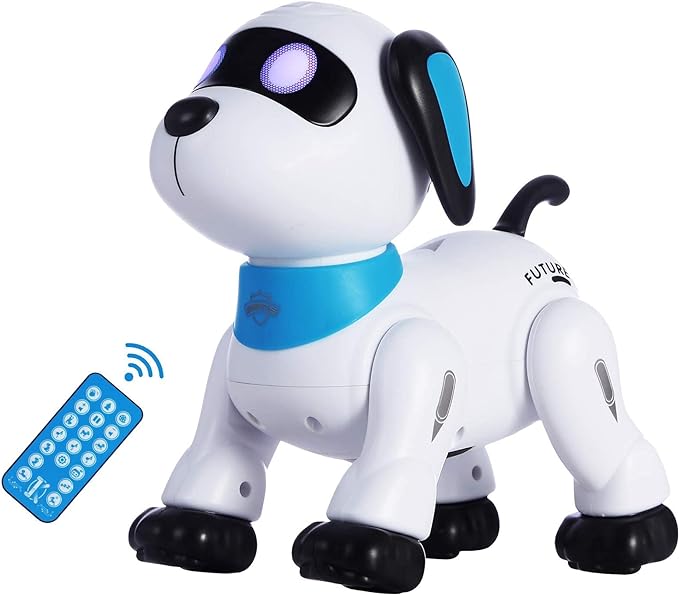 yiman Remote Control Robot Dog Toy – Programmable Smart Robot Dog for Kids 3+, Interactive Dancing & Sound, RC Stunt Toys with LED Eyes, Electronic Pet Toy for Boys & Girls Gifts (Blue)