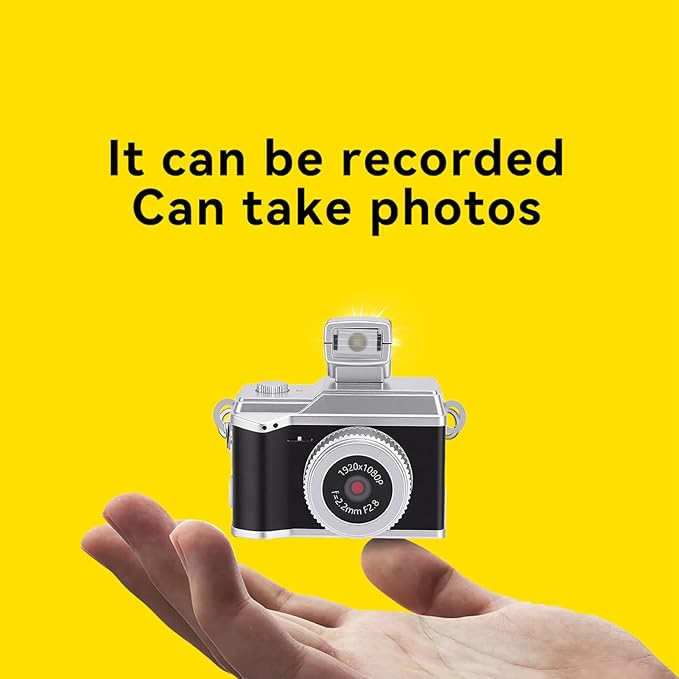 Bewinner Tiny Digital Keychain Camera, 1080P FHD 8MP Thumb Sized Mini Camera with 0.96 Inch Color Screen & 32GB Memory Card, LED Fill Light for Beginners Teens Kids Gifts (Black)