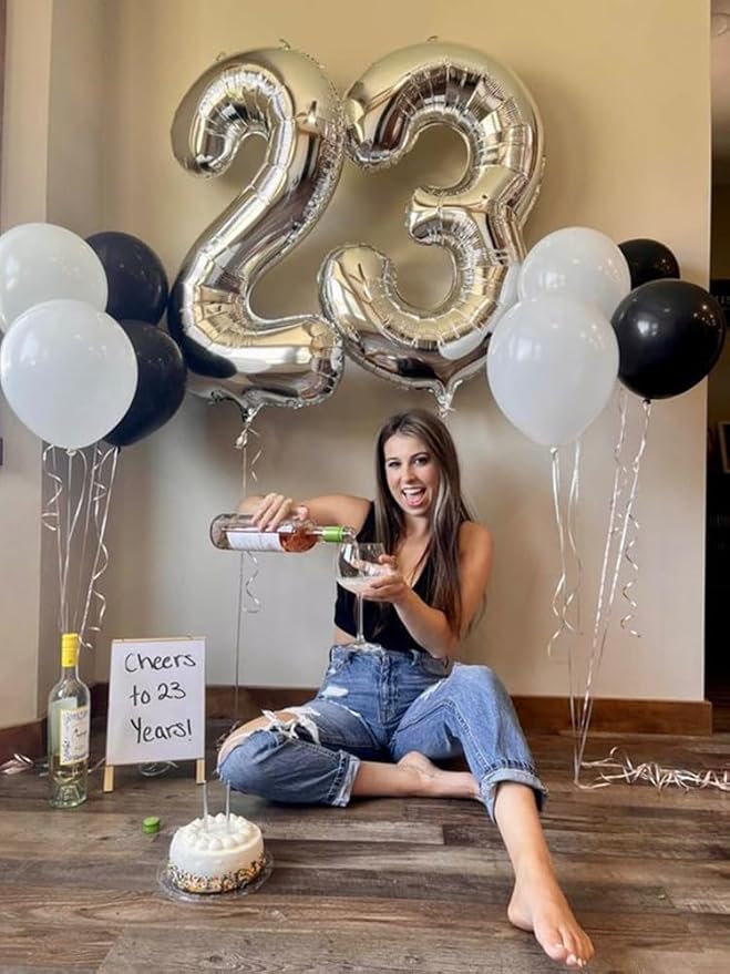 Number 6 Balloon 40 Inch, 6 7 Six Seven Birthday Decorations, 6th Birthday Balloon for Boy Girl, Silver 16 60 61 65 Numbers Balloons Graduations Anniversary Supplies